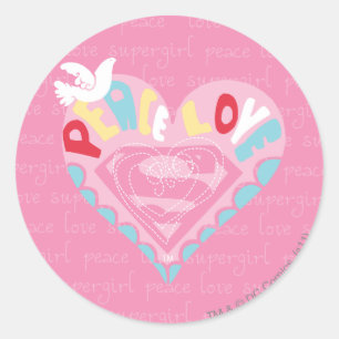 Supergirl Peace und Liebe Pink Runder Aufkleber