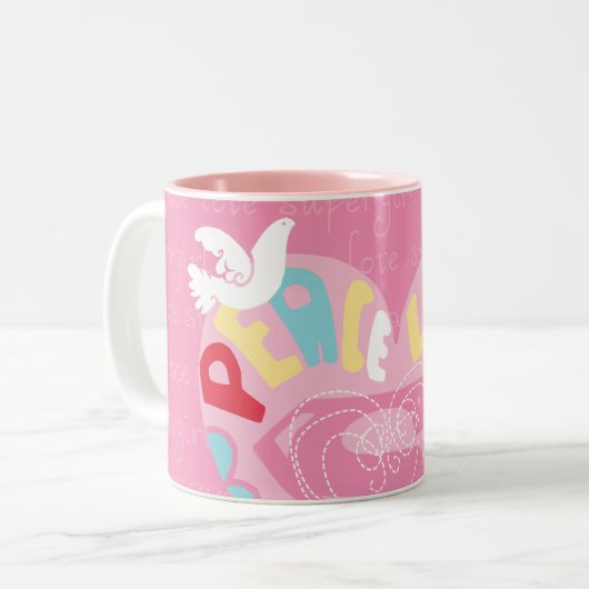 Supergirl Peace und Liebe Pink Zweifarbige Tasse (Vorderseite Links)