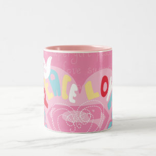 Supergirl Peace und Liebe Pink Zweifarbige Tasse