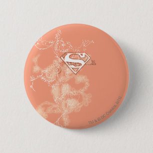 Supergirl Peach floral Muster Button