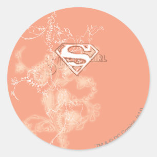 Supergirl Peach floral Muster Runder Aufkleber
