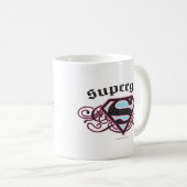Supergirl Pin Strips Black and Pink Kaffeetasse (VorderseiteRechts)
