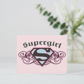 Supergirl Pin Strips Black and Pink Postkarte (Stehend Vorderseite)