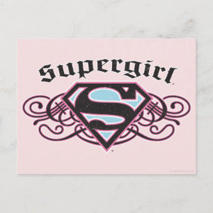 Supergirl Pin Strips Black and Pink Postkarte