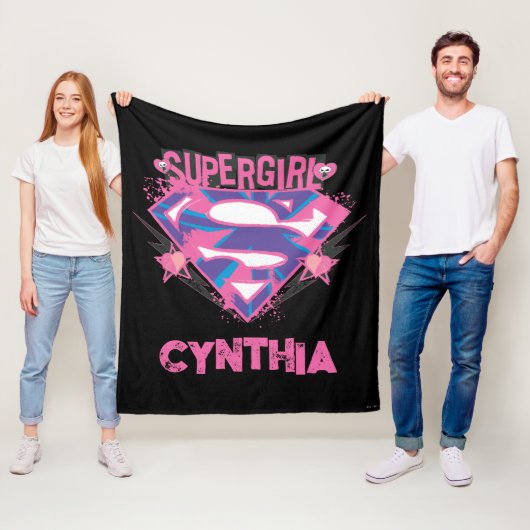 Supergirl Pink and Purple Grunge Logo Fleecedecke (Beispiel)