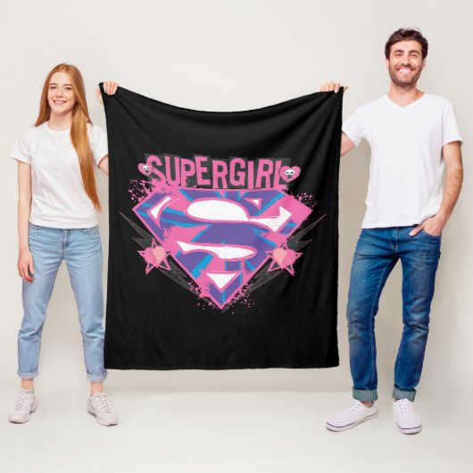 Supergirl Pink and Purple Grunge Logo Fleecedecke (Beispiel)