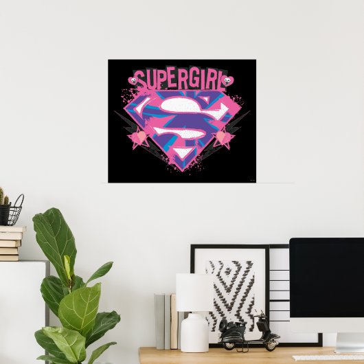 Supergirl Pink and Purple Grunge Logo Poster (Heimbüro)
