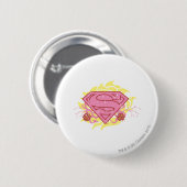 Supergirl Pink Blume Button (Vorne & Hinten)