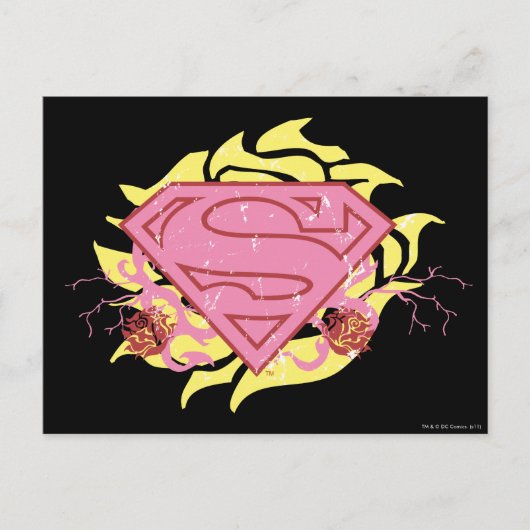 Supergirl Pink Blume Postkarte (Vorderseite)