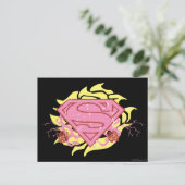 Supergirl Pink Blume Postkarte (Stehend Vorderseite)