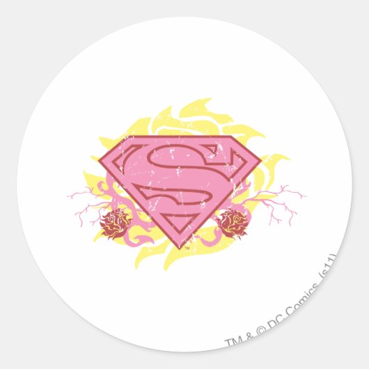 Supergirl Pink Blume Runder Aufkleber (Vorderseite)