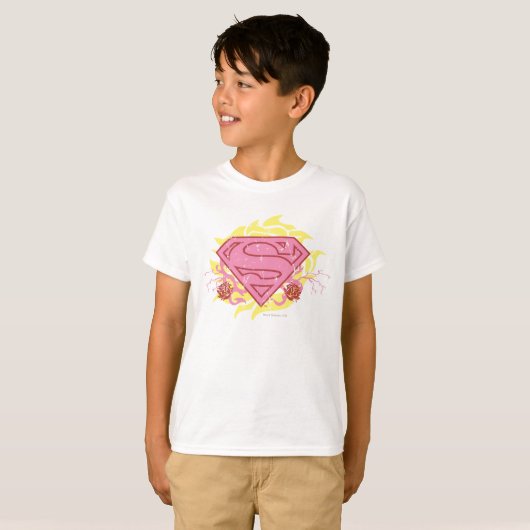Supergirl Pink Blume T-Shirt (Vorne ganz)