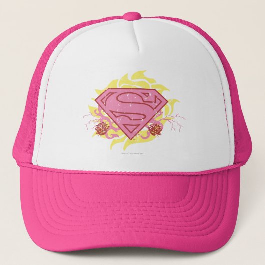 Supergirl Pink Blume Truckerkappe (Vorderseite)