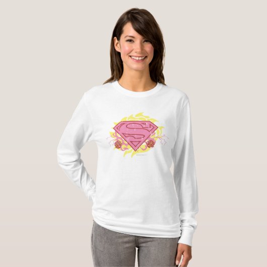 Supergirl Pink Flowers T-Shirt (Vorne ganz)
