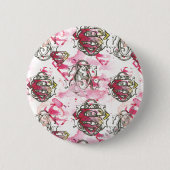 Supergirl Pink Ink Pattern Button (Vorderseite)