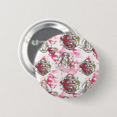 Supergirl Pink Ink Pattern Button (Vorne & Hinten)