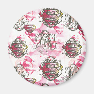 Supergirl Pink Ink Pattern Magnet