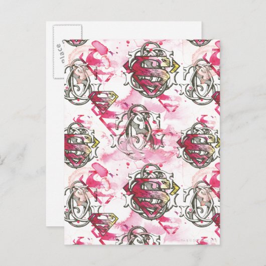 Supergirl Pink Ink Pattern Postkarte (Vorne/Hinten)