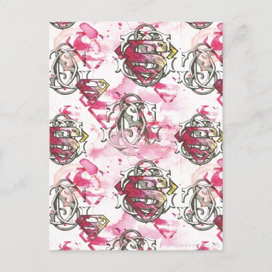 Supergirl Pink Ink Pattern Postkarte (Vorderseite)