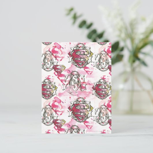 Supergirl Pink Ink Pattern Postkarte (Stehend Vorderseite)