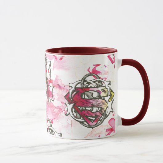 Supergirl Pink Ink Pattern Tasse (Rechts)