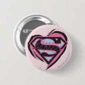 Supergirl-Pink-Logo im Herzen Button (Vorne & Hinten)
