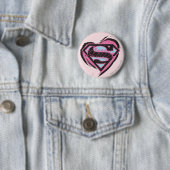 Supergirl-Pink-Logo im Herzen Button (Beispiel)