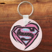 Supergirl-Pink-Logo im Herzen Schlüsselanhänger (Vorderseite)