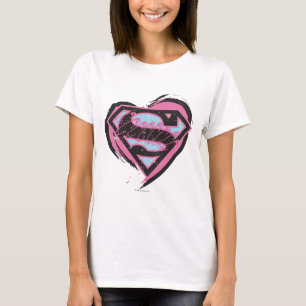 Supergirl-Pink-Logo im Herzen T-Shirt