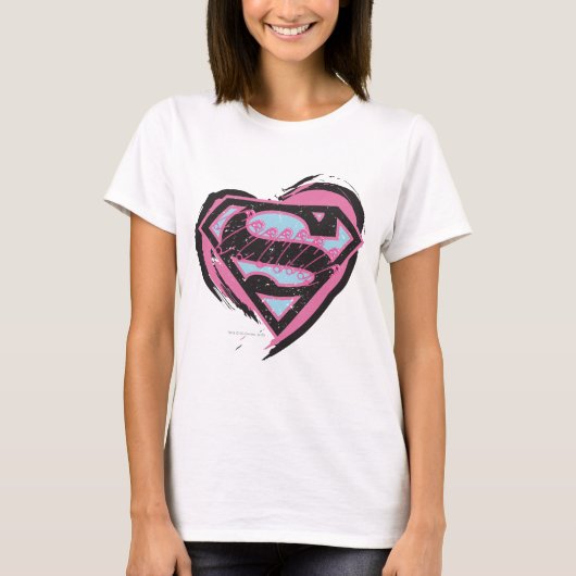 Supergirl-Pink-Logo im Herzen T-Shirt (Vorderseite)