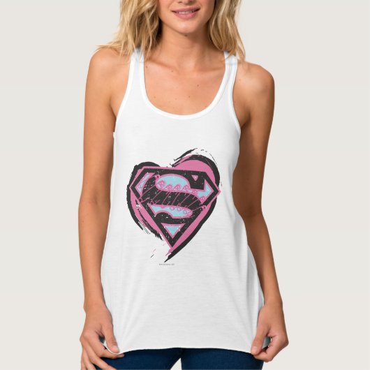 Supergirl-Pink-Logo im Herzen Tank Top (Vorderseite)