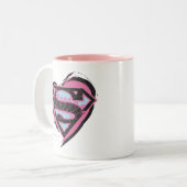 Supergirl-Pink-Logo im Herzen Zweifarbige Tasse (Vorderseite Links)