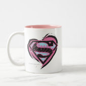 Supergirl-Pink-Logo im Herzen Zweifarbige Tasse (Links)
