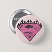 Supergirl Pink Logo mit Flammen Button (Vorne & Hinten)