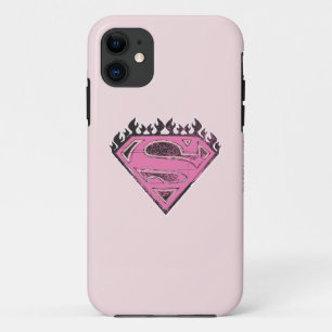 Supergirl Pink Logo mit Flammen iPhone 11 Hülle