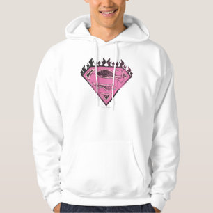 Supergirl Pink Logo mit Flammen Hoodie