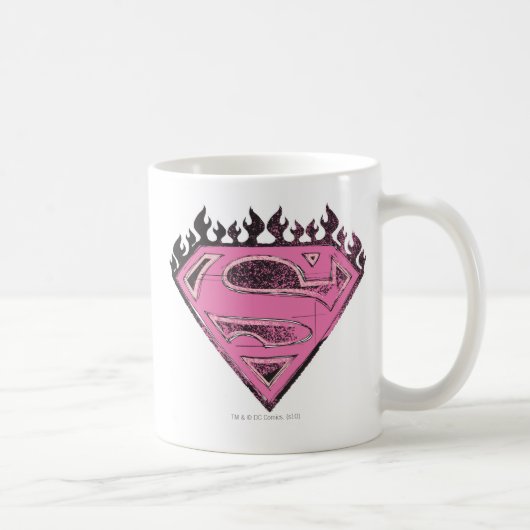 Supergirl Pink Logo mit Flammen Kaffeetasse (Rechts)