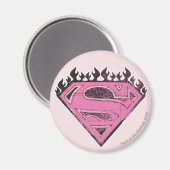 Supergirl Pink Logo mit Flammen Magnet (Vorderseite/Rückseite)