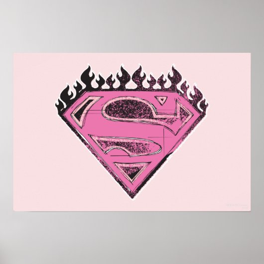 Supergirl Pink Logo mit Flammen Poster (Vorne)