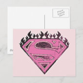 Supergirl Pink Logo mit Flammen Postkarte (Vorne/Hinten)
