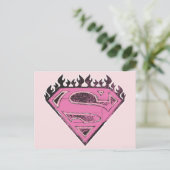 Supergirl Pink Logo mit Flammen Postkarte (Stehend Vorderseite)