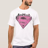 Supergirl Pink Logo mit Flammen T-Shirt (Vorderseite)