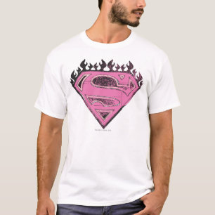 Supergirl Pink Logo mit Flammen T-Shirt