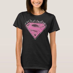 Supergirl Pink Logo mit Flammen T-Shirt