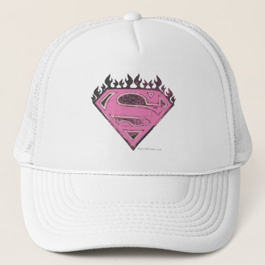 Supergirl Pink Logo mit Flammen Truckerkappe (Vorderseite)