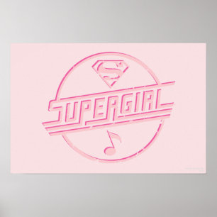 Supergirl Pink Musiknote Poster