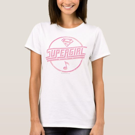 Supergirl Pink Musiknote T-Shirt (Vorderseite)