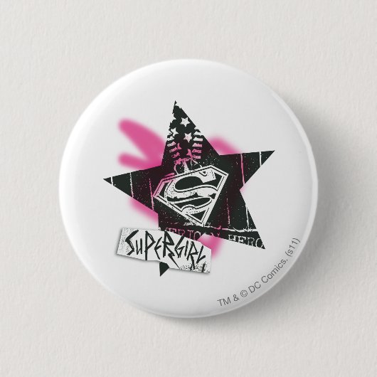 Supergirl Pink Spray Paint Star Button (Vorderseite)