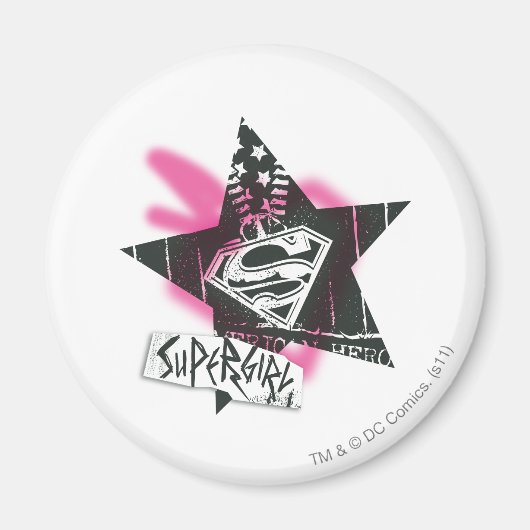 Supergirl Pink Spray Paint Star Magnet (Vorne)