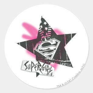 Supergirl Pink Spray Paint Star Runder Aufkleber